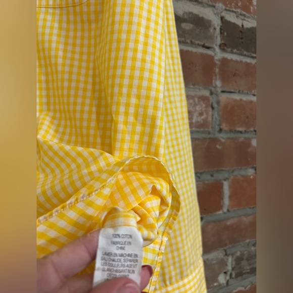 LL Bean Yellow Gingham Wrinkle Resistant Men's Shirt Size M - Picture 6 of 12